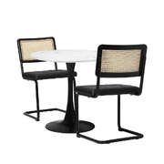 60cm Round Dining Table with 2PCS Dining Chairs PU Leather Black