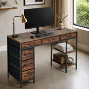 Computer Desk 120cm 6 Fabric Drawers Storage | EXTG