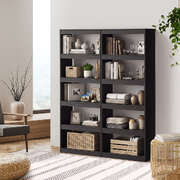 5 Tier Bookshelf Storage Unit Black 60x29.5x160cm