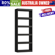 5 Tier Bookshelf Storage Unit Black 60x29.5x160cm