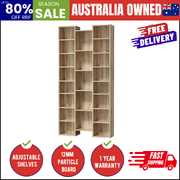 Bookshelf Display Storage Rack for CD DVD Media Organizer Natural