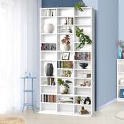 Bookshelf Display Shelf Bookcase CD DVD Media Storage Stand White