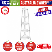 Corner Ladder Shelf 5 Tier Home Storage Display Stand Bookshelf White