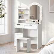 Dressing Table Stool Set Arch Mirror 12 LED Bulbs | EXTG