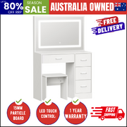 Dressing Table Stool Set Large Makeup Mirror LED Light Vanity White