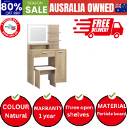 Dressing Table Stool Set Makeup Mirror LED Light Large Cabinet Natural