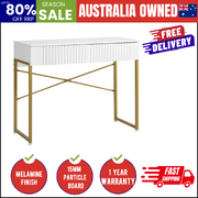 Dressing Table Makeup Desk 2 Drawers White and Gold