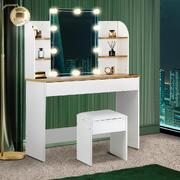 Stylish Dressing Table with Illuminated Mirror and Spacious Storage Drawer