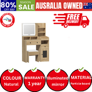 Dressing Table Stool Set Makeup Mirror LED Light Vanity Desk Natural