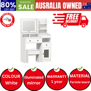 Dressing Table Stool Set Makeup Mirror LED Light Vanity Desk White