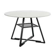 Round Dining Table 120cm Marble Effect Wooden Kitchen Furniture Home Dining