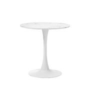 60cm Dining Table Kitchen Marble Tulip Round Metal Leg White