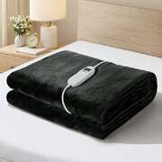 Heated Electric Throw Blanket Bedding Fleece Charcoal 160x130cm 9-Heat Levels