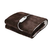 Bedding Electric Throw Heated Blanket Flannel Sherpa Brown 160x130cm