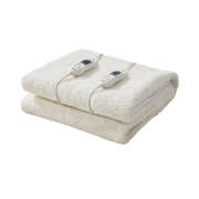 Fitted Electric Blanket Bedding Collection Sherpa Fleece Double White 3-Heat Timer