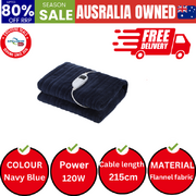 Washable Electric Heated Throw Rug Flannel Blue