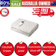 Electric Heated Throw Rug Washable Flannel Cream