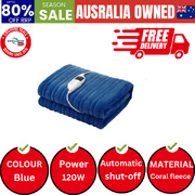 Electric Heated Blanket Washable Throw Rug Coral Fleece Blue
