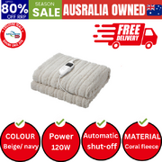 Electric Heated Blanket Washable Throw Rug Sherpa Coral Fleece Navy Beige