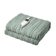 Electric Heated Blanket Washable Throw Rug Sherpa Coral Fleece Green
