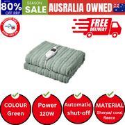 Electric Heated Blanket Washable Throw Rug Sherpa Coral Fleece Green