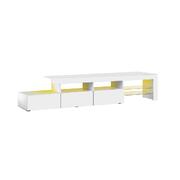 TV Cabinet Entertainment Unit Stand RGB LED Gloss Furniture White 220cm