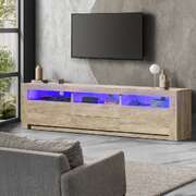 TV Entertainment Unit Stand RGB LED Storage Drawer Oak 180cm