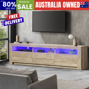 TV Entertainment Unit Stand RGB LED Storage Drawer Oak 180cm