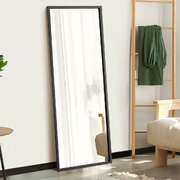 Wooden Full Length Mirror Rectangle 166x60cm Black