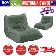 2X Floor Sofa Lounge Caterpillar Lazy Couch Single Chair Pouffe Green