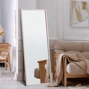 Wooden Full Length Mirror Rectangle Free Standing White