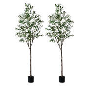2x Artificial Olive Trees Tall Potted Plants 210cm Indoor Home Decor