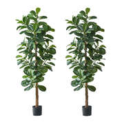 2x Artificial Fiddle Leaf Fig Trees Lifelike Potted Plants 180cm Green