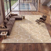 Beige Leaf Rug 160x230cm Textured Floor Carpet | EXTG