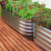 Outdoor Garden Bed Oval Galvanised Steel 160x80x42cm Silver