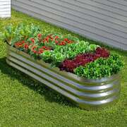 Outdoor Garden Bed Oval Galvanised Steel 240x80x42cm Silver