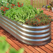 Garden Bed Oval Galvanised Steel Container 320x80x42cm Silver