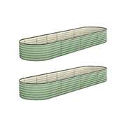 2x Garden Bed 320x80x56cm Planter Box Raised Container Galvanised Green