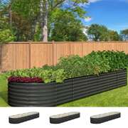 Set of 3 Galvanised Steel Garden Beds 320x80x56cm