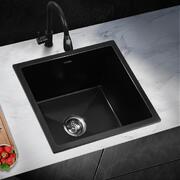 Kitchen Sink 38x38cm Granite Stone Sink Laundry Basin Single Bowl Black