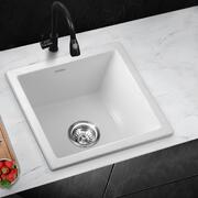 Kitchen Sink 38x38cm Granite Stone Sink Laundry Basin Single Bowl White