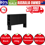 Headboard Bed Head King Size Bedhead with Storage Shelves Black