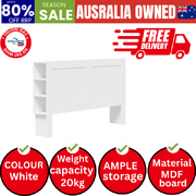 Headboard Bed Head King Size Bedhead with Storage Shelves White
