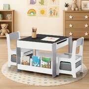 Kids Chalkboard Table Chairs Set Storage | EXTG