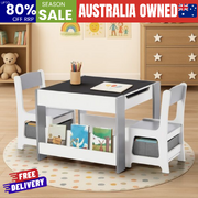 Kids Chalkboard Table Chairs Set Storage | EXTG