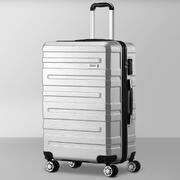 28" Luggage Suitcase Trolley Set Travel TSA Lock Storage Hard Case Silver
