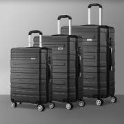 3PCS Luggage Suitcase Trolley Set Travel TSA Lock Storage Hard Case Black