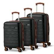 Spinner Luggage Suitcase Set Travel Collection ABS Hard Shell TSA Lock 20 24 28 Inch Black 3 Piece