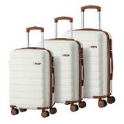 Hardside Carry On Luggage Set Voyager Series ABS Trolley Case 20 24 28 Inch White 3 Piece