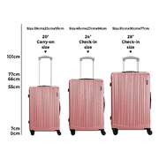 3PCS Luggage Suitcase Trolley Set Travel TSA Lock ABS Case Pink